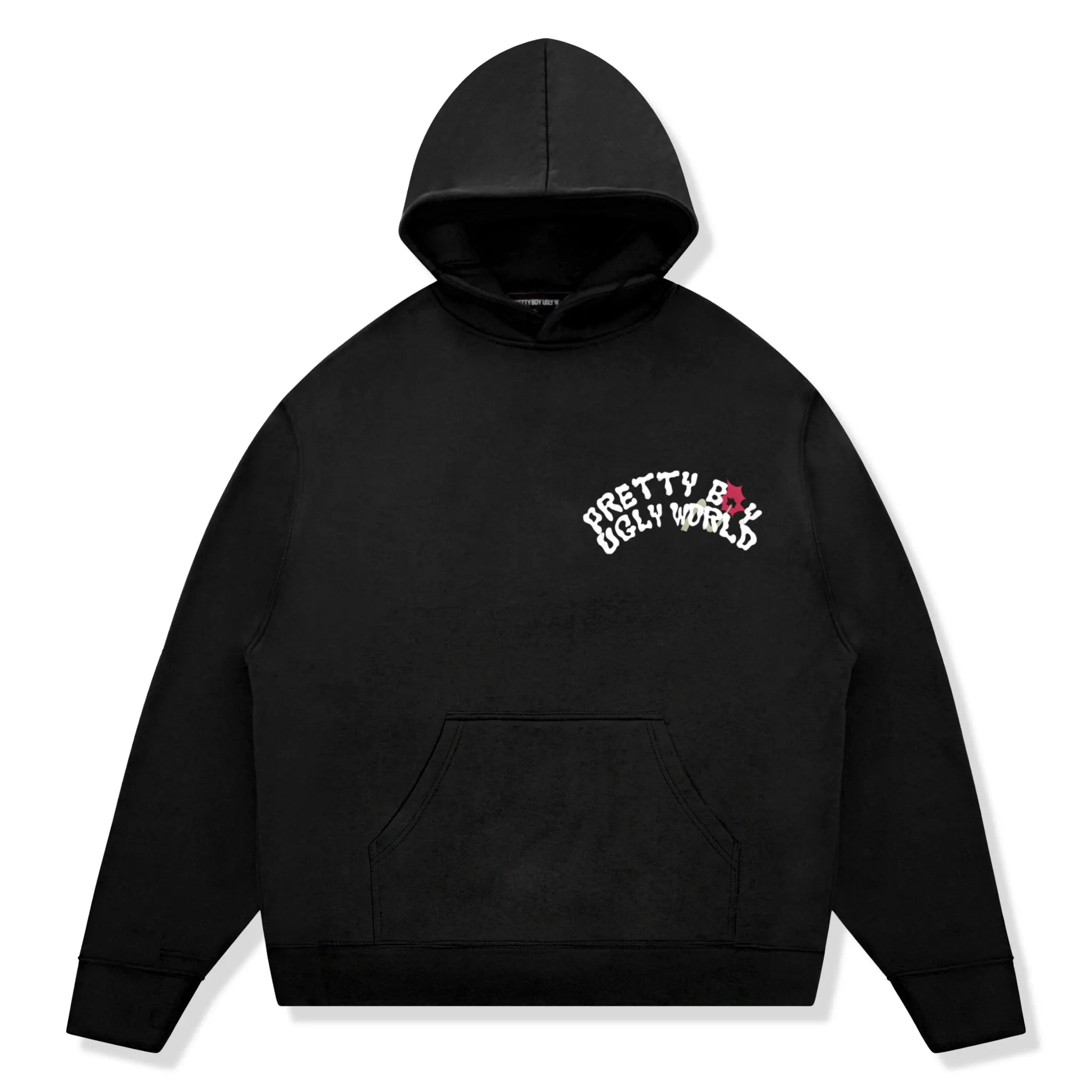 Front View of Pretty Boy Ugly World Bomb Black Hoodie 310140350